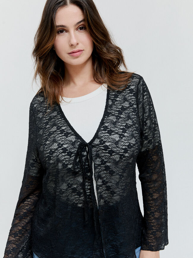 CHAQUETA ENCAJE Negro