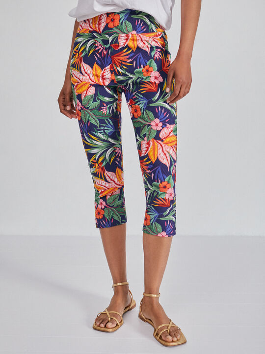 Pantalón capri estampado Azul Marino image number null