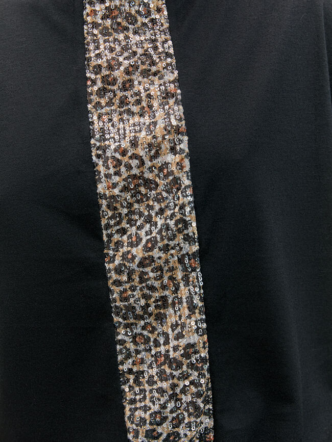 CAMISETA COMBINADA LEO LENTEJUELA Negro
