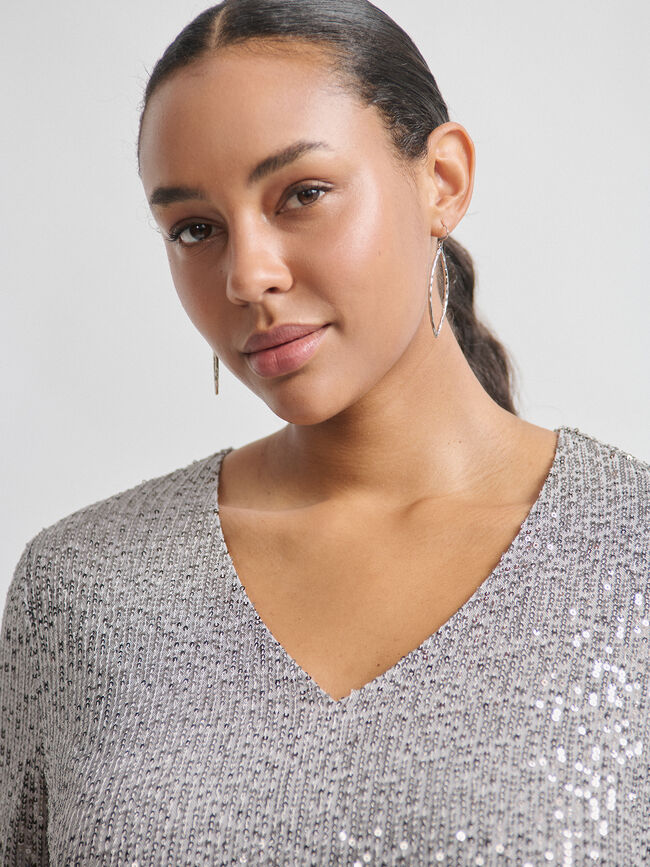 VESTIDO CORTO LENTEJUELAS Gris