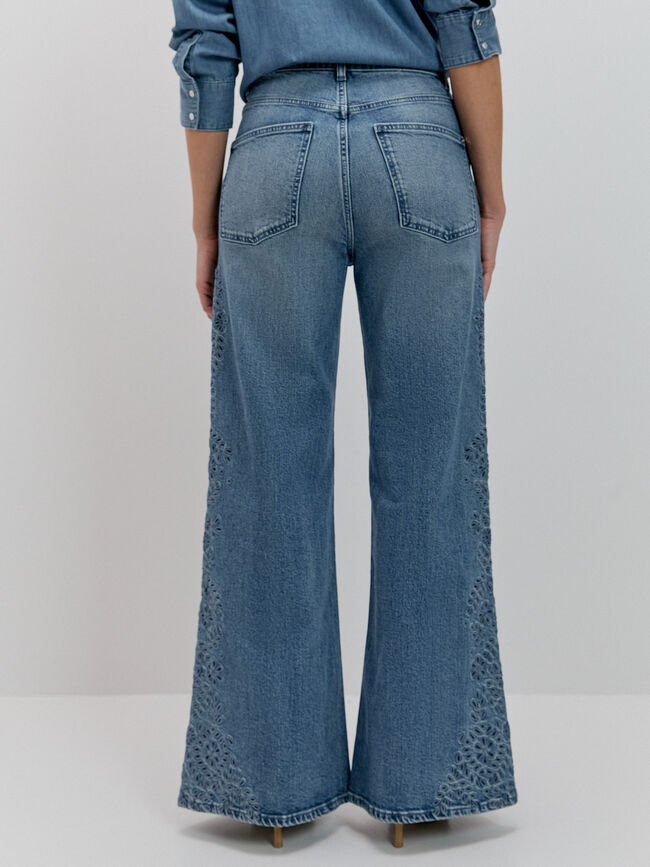 VAQUERO BORDADO FLORES Mid blue