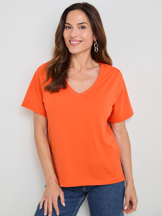 CAMISETA CUELLO PICO Rojo Pimenton image number null