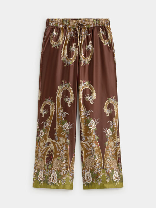 PANTALON LARGO ESTAMPADO Marron image number null