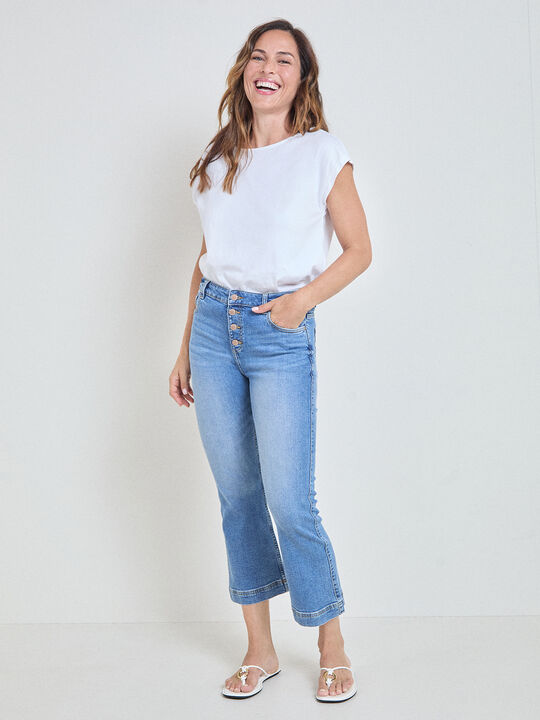 PANTALON DENIM ACAMPANADO Mid blue image number null