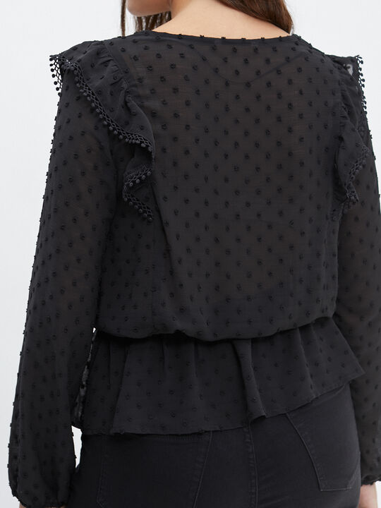 BLUSA PLUMETI VOLANTES Negro image number null
