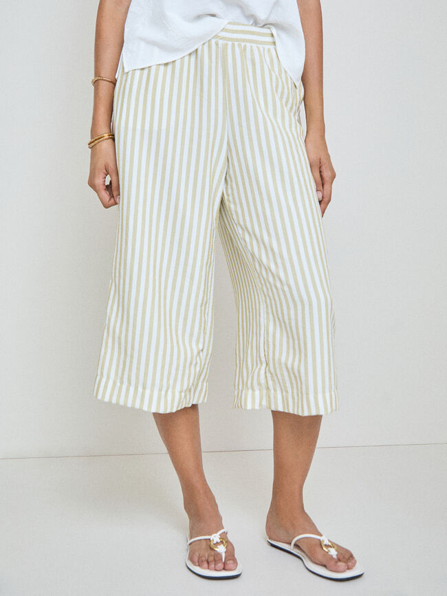 PANTAL&Oacute;N CULOTTE RAYAS Verde