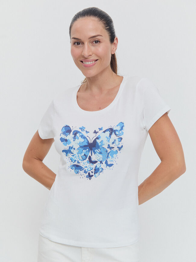 CAMISETA POSICIONAL CORAZÓN Blanco Hueso