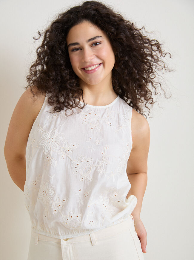 TOP BORDADO LENTEJUELAS Blanco Hueso