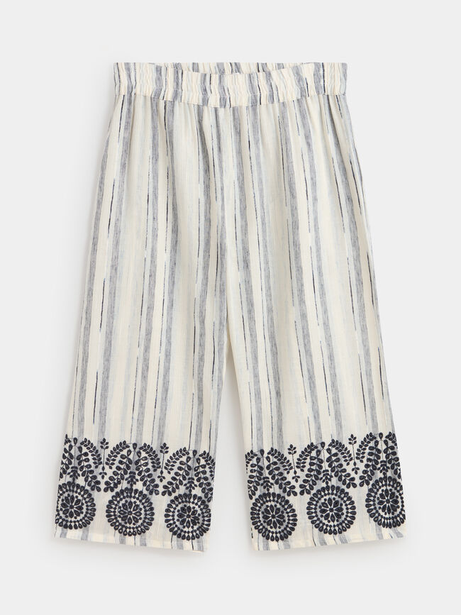 Pantalón rayas bordado Azul Marino