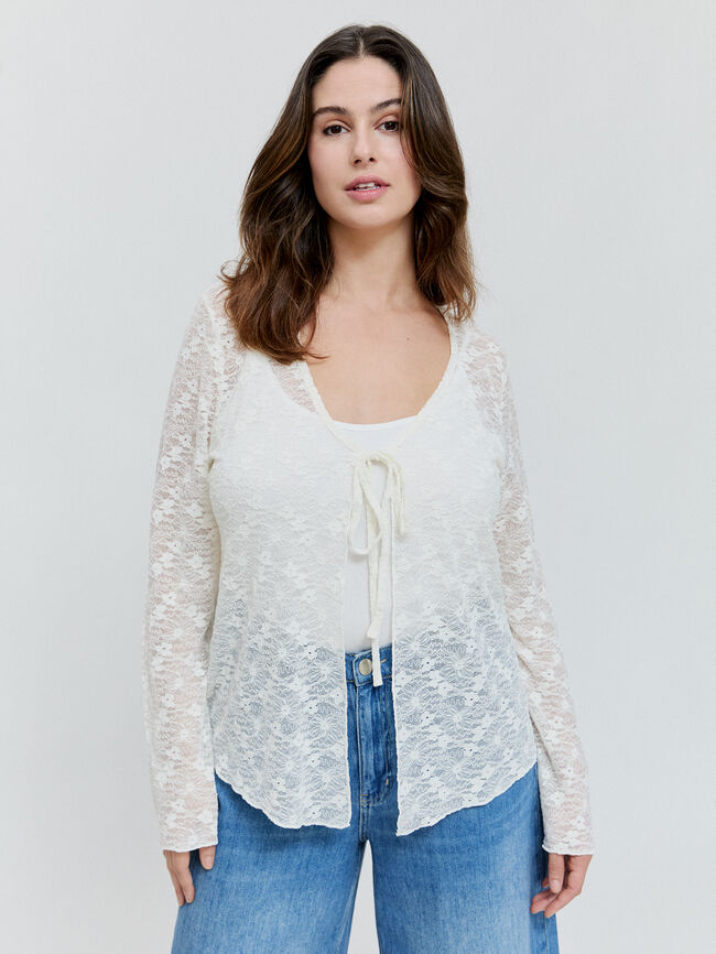 CHAQUETA ENCAJE Blanco Optico