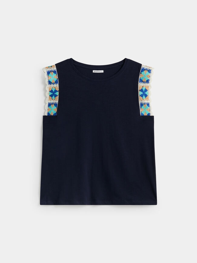 TOP ALGODÓN CROCHET Azul Marino