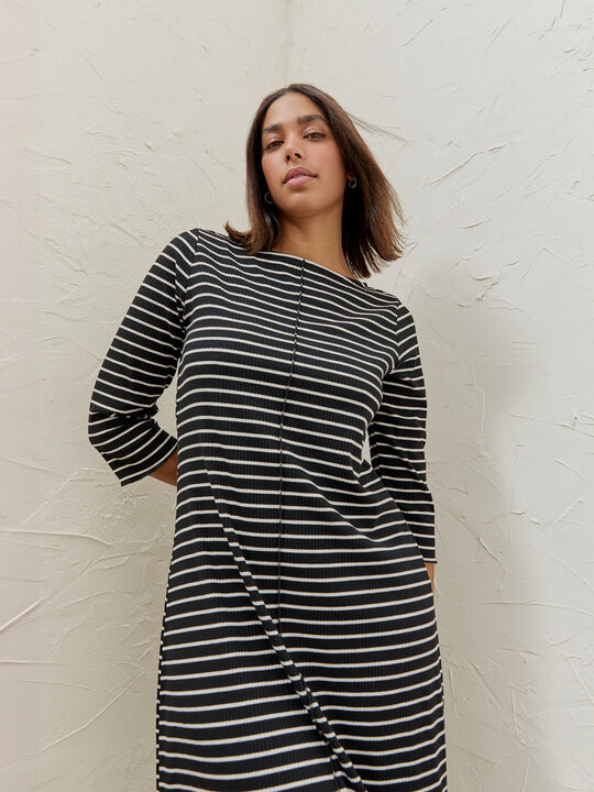 VESTIDO RAYAS Negro image number null