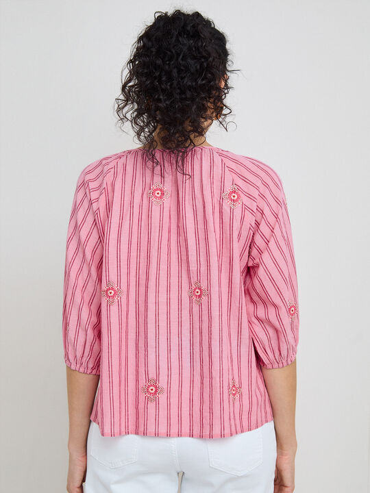 BLUSA BORDADOS RAYA Rosa Chicle image number null