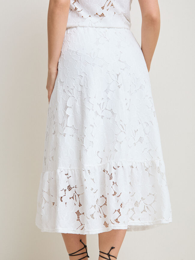 FALDA ENCAJE FLORES Blanco Optico