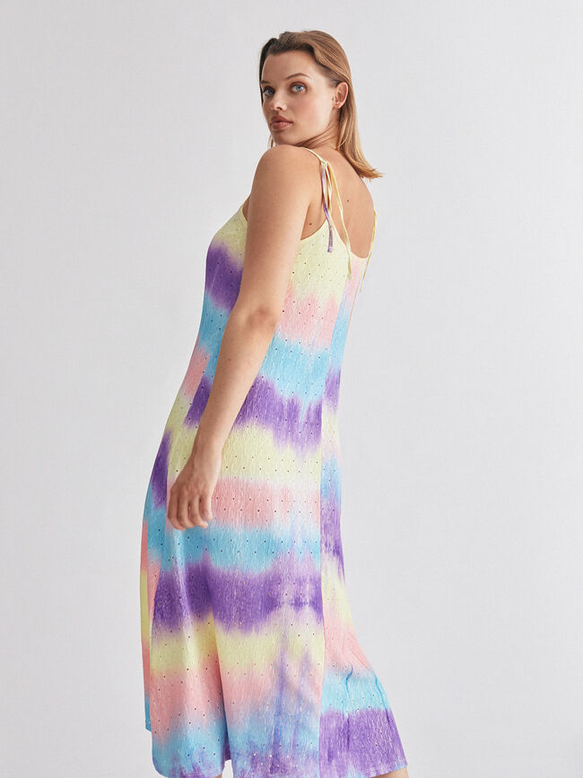 vestido largo con tirante anudado Amarillo Pastel