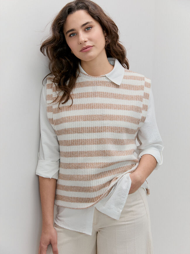 CHALECO RAYAS Beige