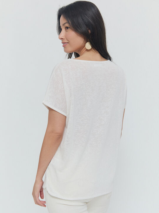 CAMISETA BAJO REDONDEADO Blanco Hueso image number null