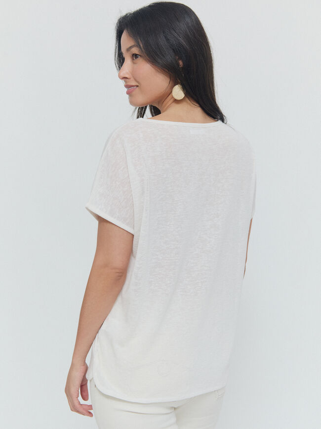 CAMISETA BAJO REDONDEADO Blanco Hueso