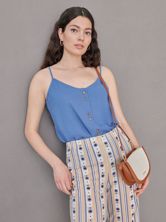 Top tirantes detalle botones Azul Ceruleo