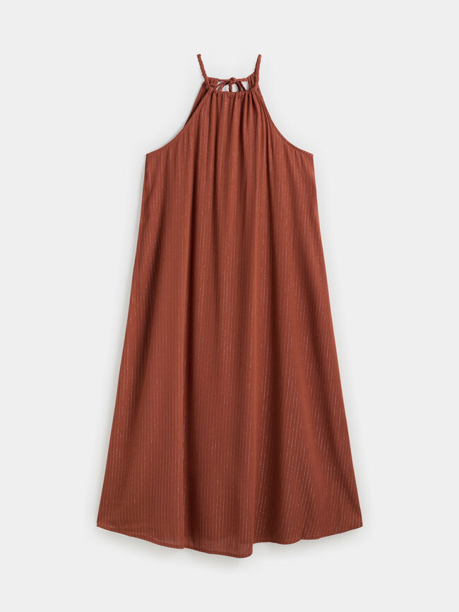 VESTIDO CUELLO HALTER Barro