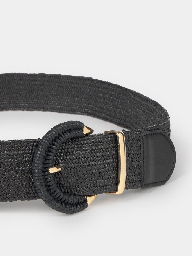 CINTURON ELASTICO RAFIA Negro