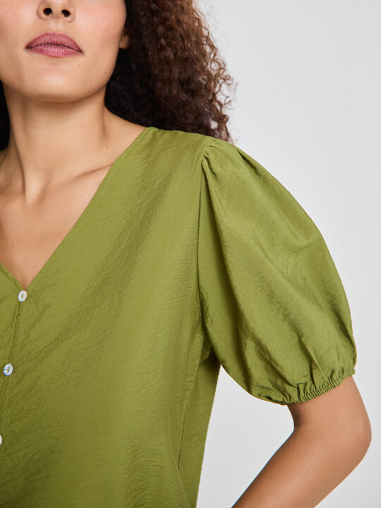 BLUSA MANGA ABULLONADA Hoja image number null