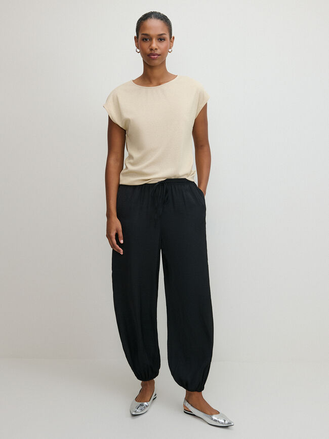 PANTAL&Oacute;N SATINADO BOMBACHO Negro