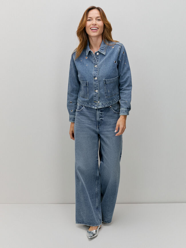 CHAQUETA CORTA OJALES Mid blue