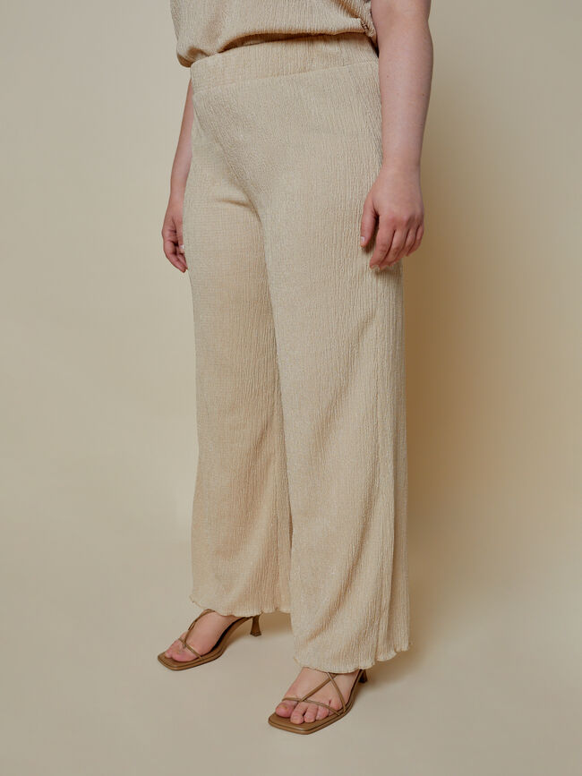 pantalón palazzo largo Beige