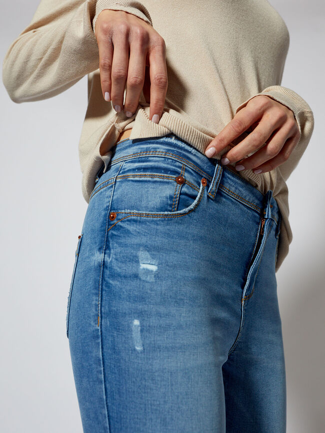 Vaquero pitillo crop Mid Blue Wash