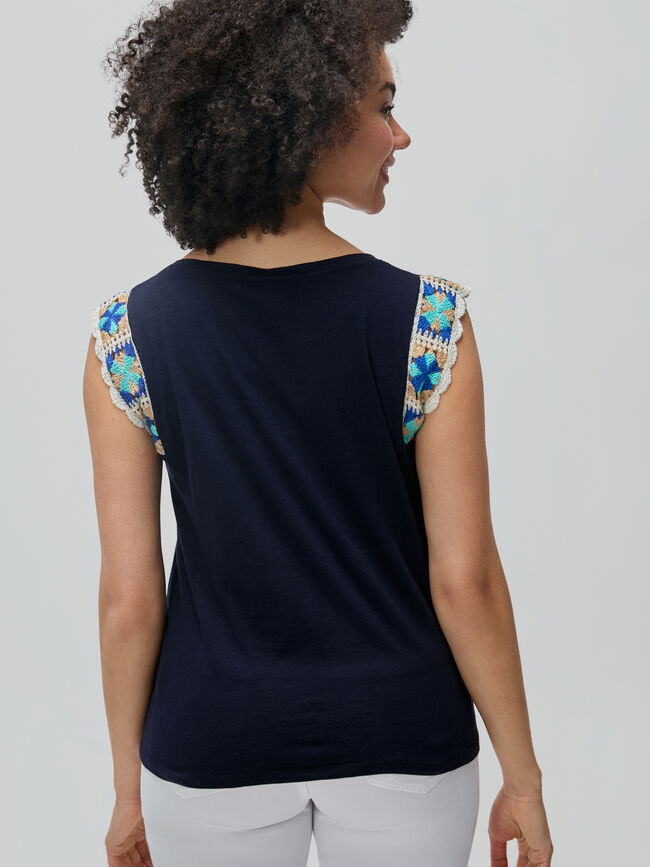 TOP ALGODÓN CROCHET Azul Marino