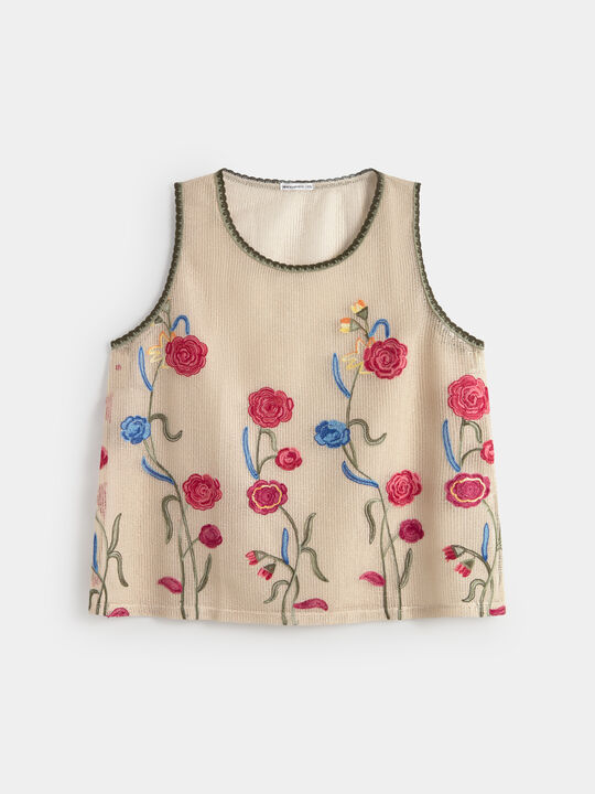 TOP CALADO FLORES BORDADAS Piedra image number null