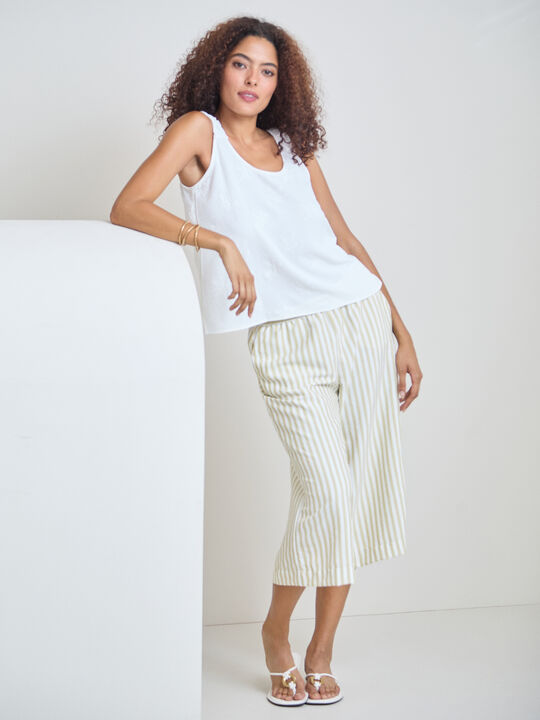 PANTAL&Oacute;N CULOTTE RAYAS Verde image number null