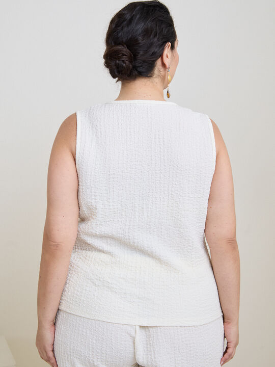 CAMISETA FLOR CRINKLE Blanco Hueso image number null