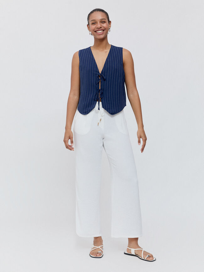 PANTALON ANCHO FLUIDO Blanco Optico