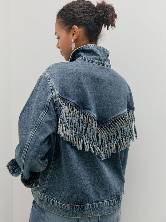 CHAQUETA DENIM FLECOS Mid blue image number null