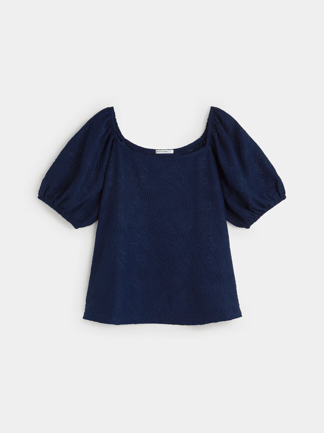CAMISETA MESONERA JACQUARD Azul Marino