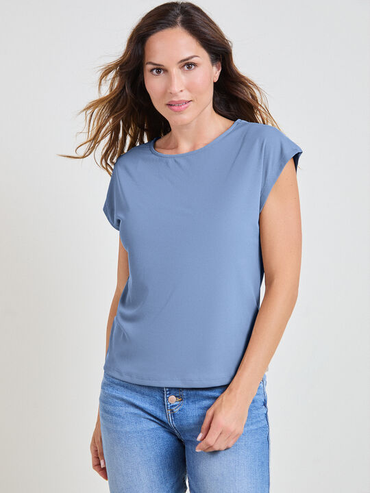 CAMISETA HOMBRO CAIDO Azul Chambray image number null