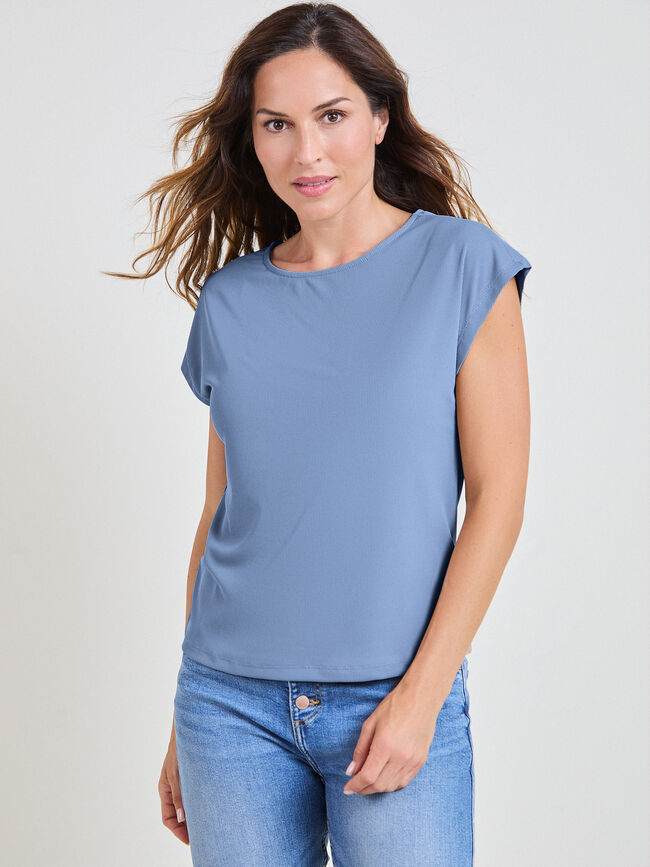 CAMISETA HOMBRO CAIDO Azul Chambray