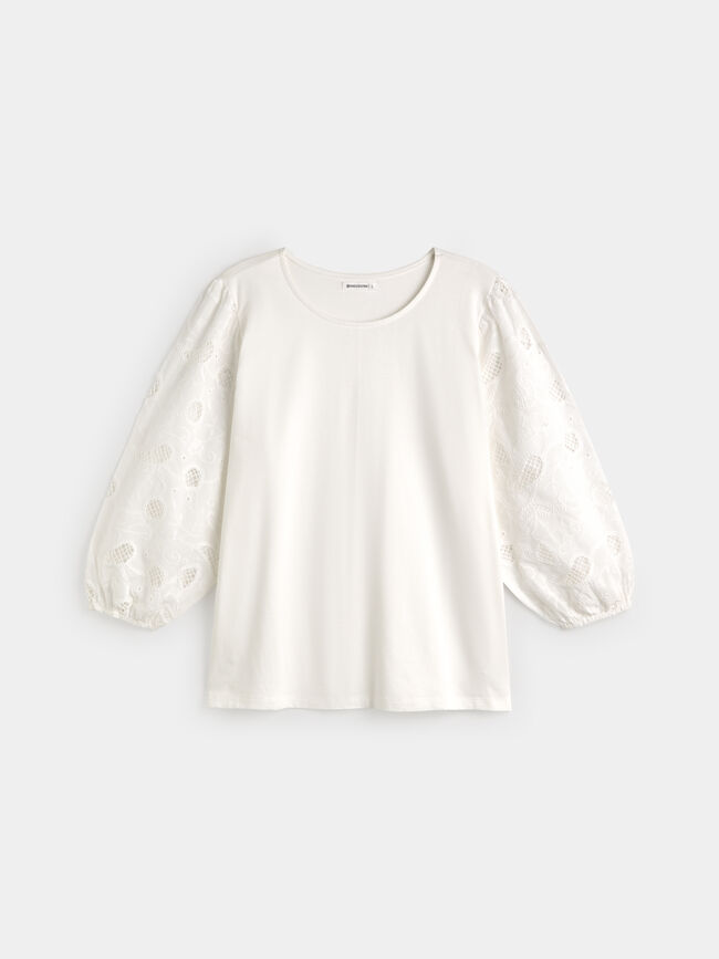 CAMISETA MANGA ABULLONADA Blanco Optico