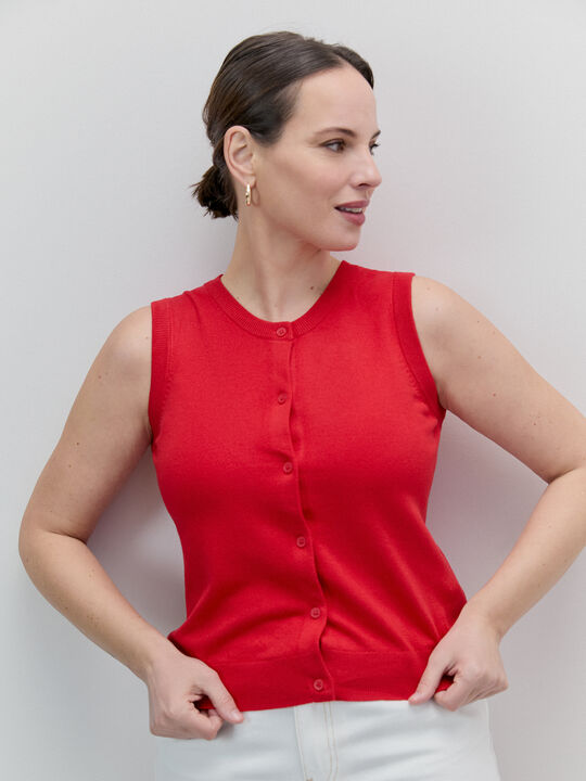 CHALECO B&Aacute;SICO BOTONES Rojo image number null