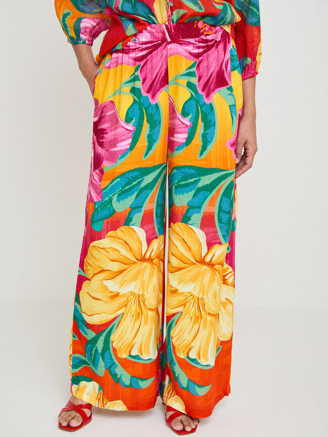 PANTAL&Oacute;N ANCHO ESTAMPADO Frambuesa