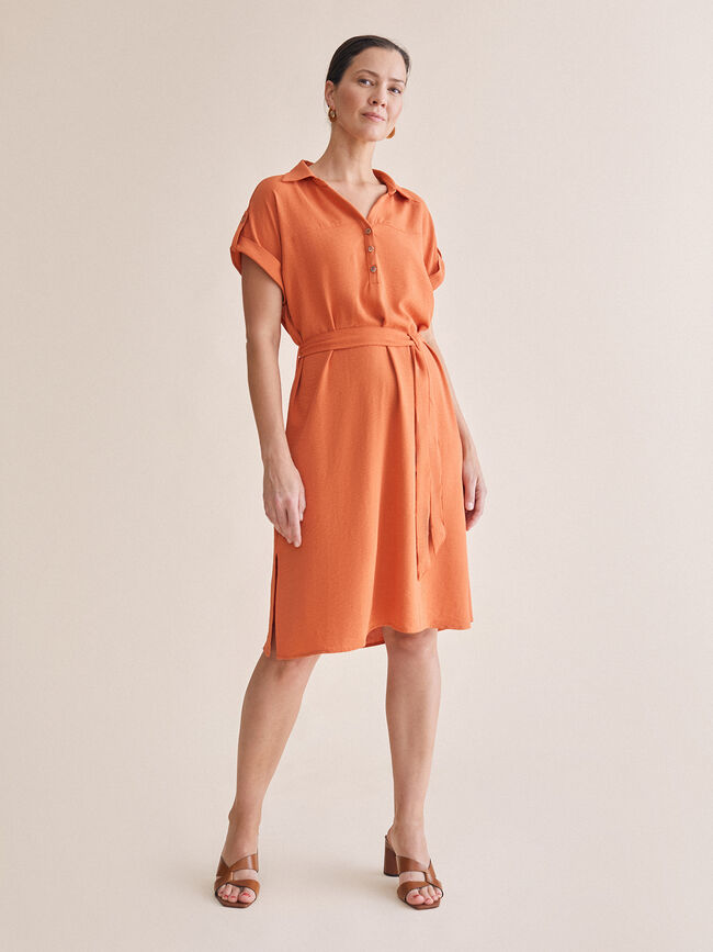 Vestido camisero Naranja quemado