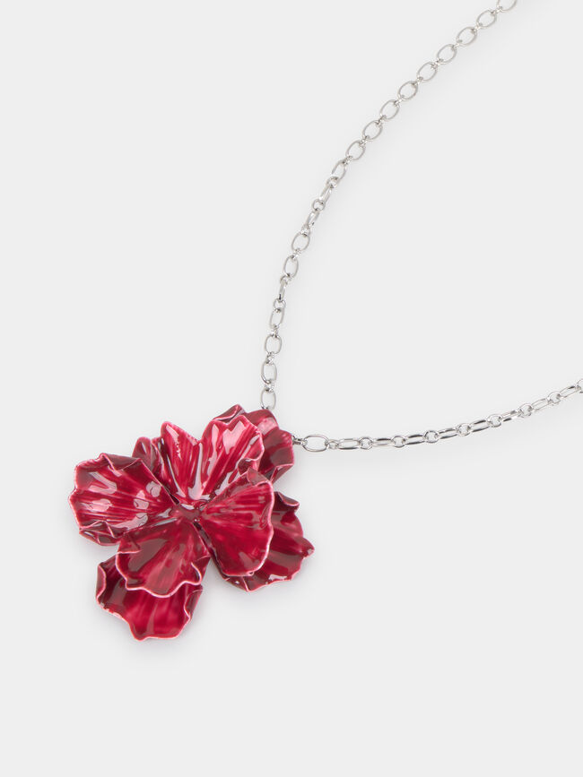 COLLAR ACRILICO FLOR Burdeos