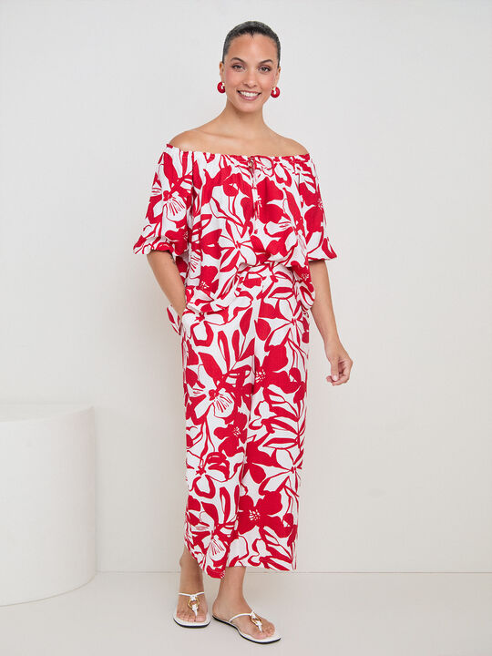 PANTALON RECTO ESTAMPADO Rojo image number null