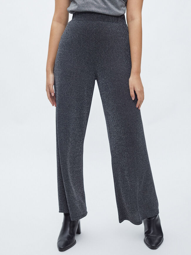 PANTALÓN RECTO BRILLO Negro