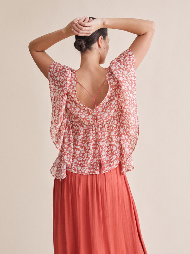 BLUSA detalle volante en mangas Estampado 1