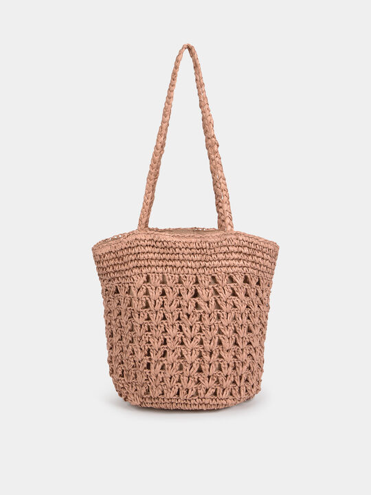 BOLSO GRANDE RAFIA Rosa Perla image number null