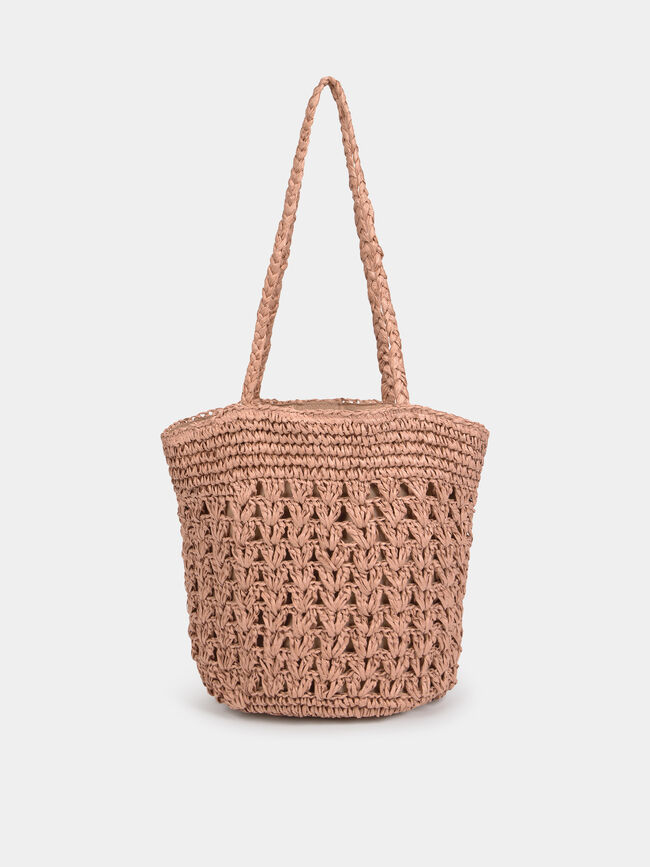 BOLSO GRANDE RAFIA Rosa Perla