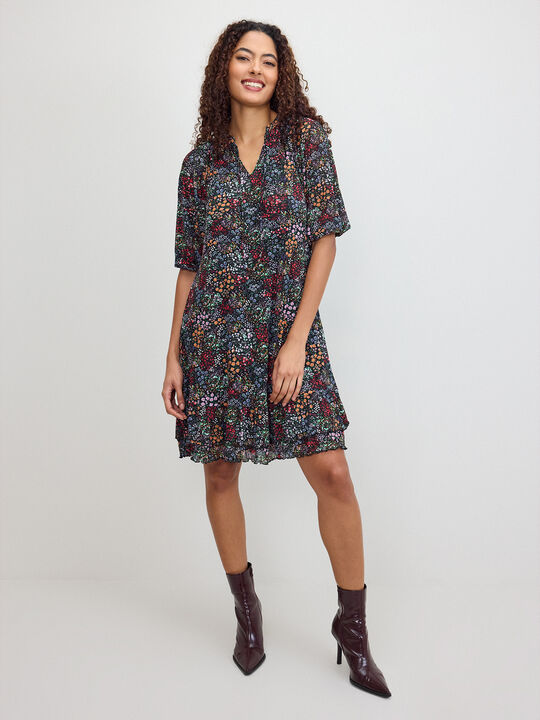 VESTIDO FLORES VOLANTES Estampado 1 image number null